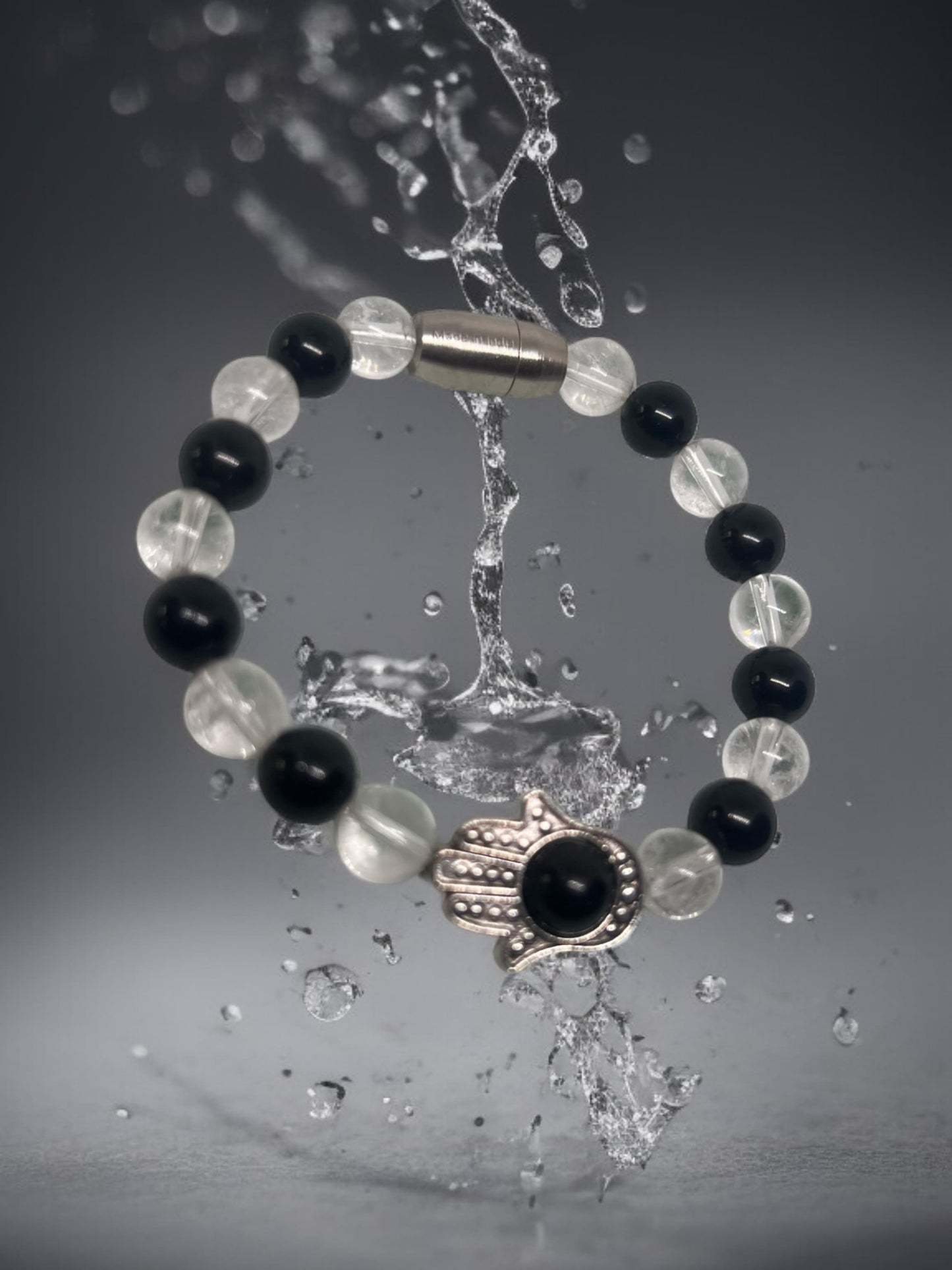 Obsidian with Clear Quartz for Focus and Protection