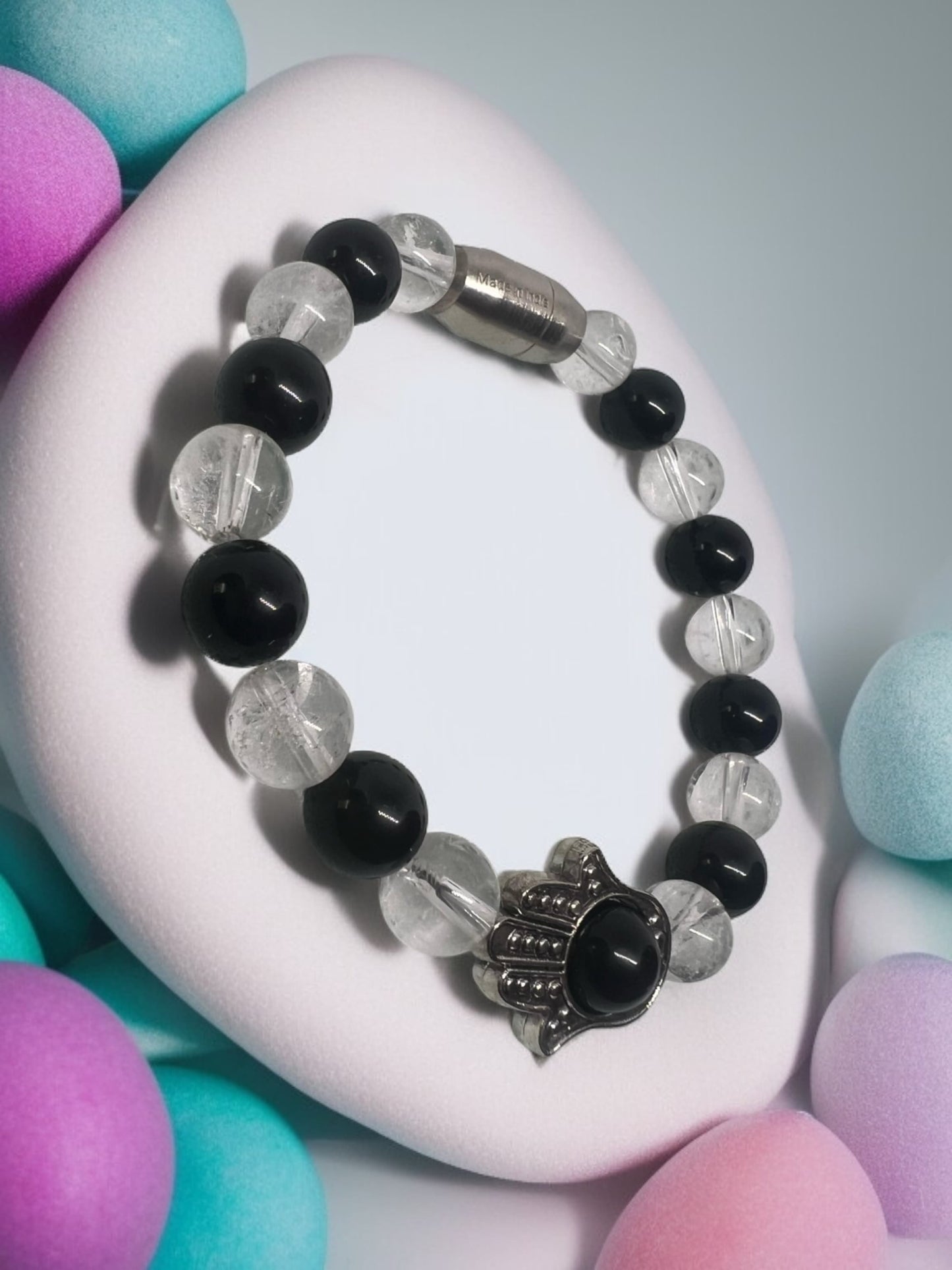Obsidian with Clear Quartz for Focus and Protection