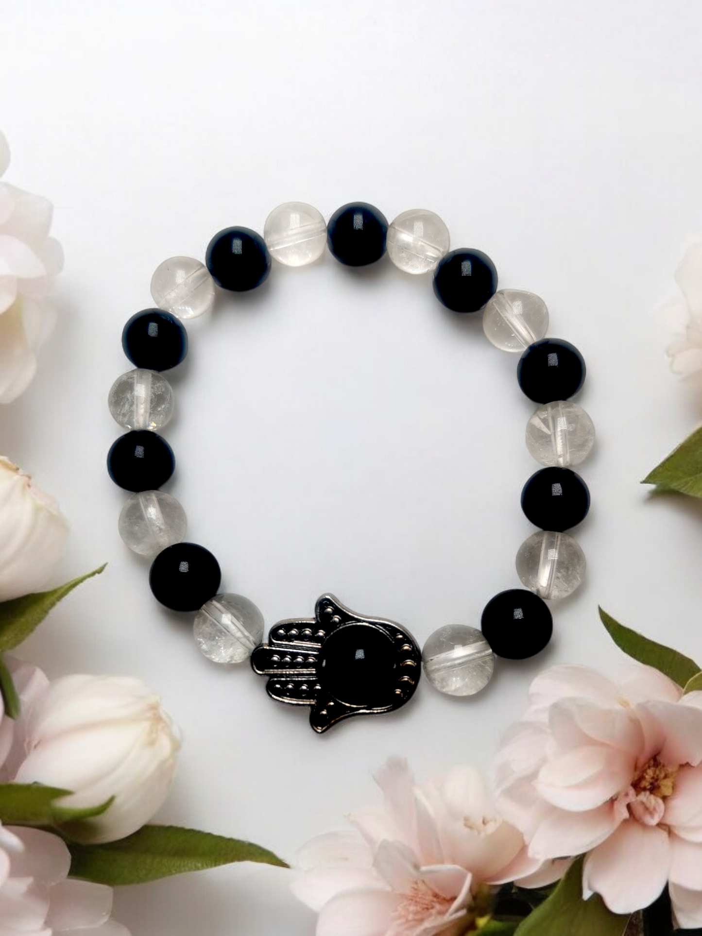 Obsidian with Clear Quartz for Focus and Protection