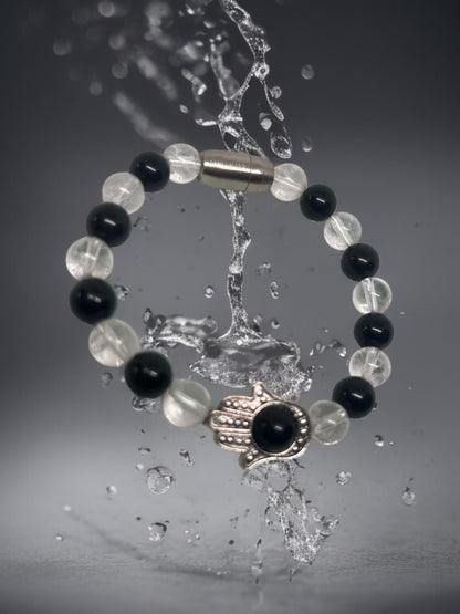 Obsidian with Clear Quartz for Focus and Protection