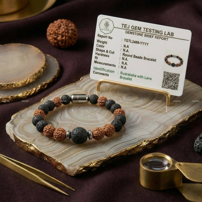 Rudraksha with Lava - The Sacred Fusion Bracelet