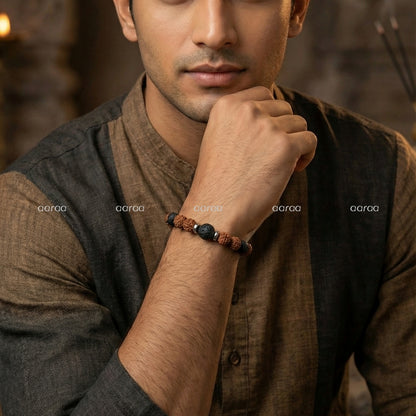 Rudraksha with Lava - The Sacred Fusion Bracelet