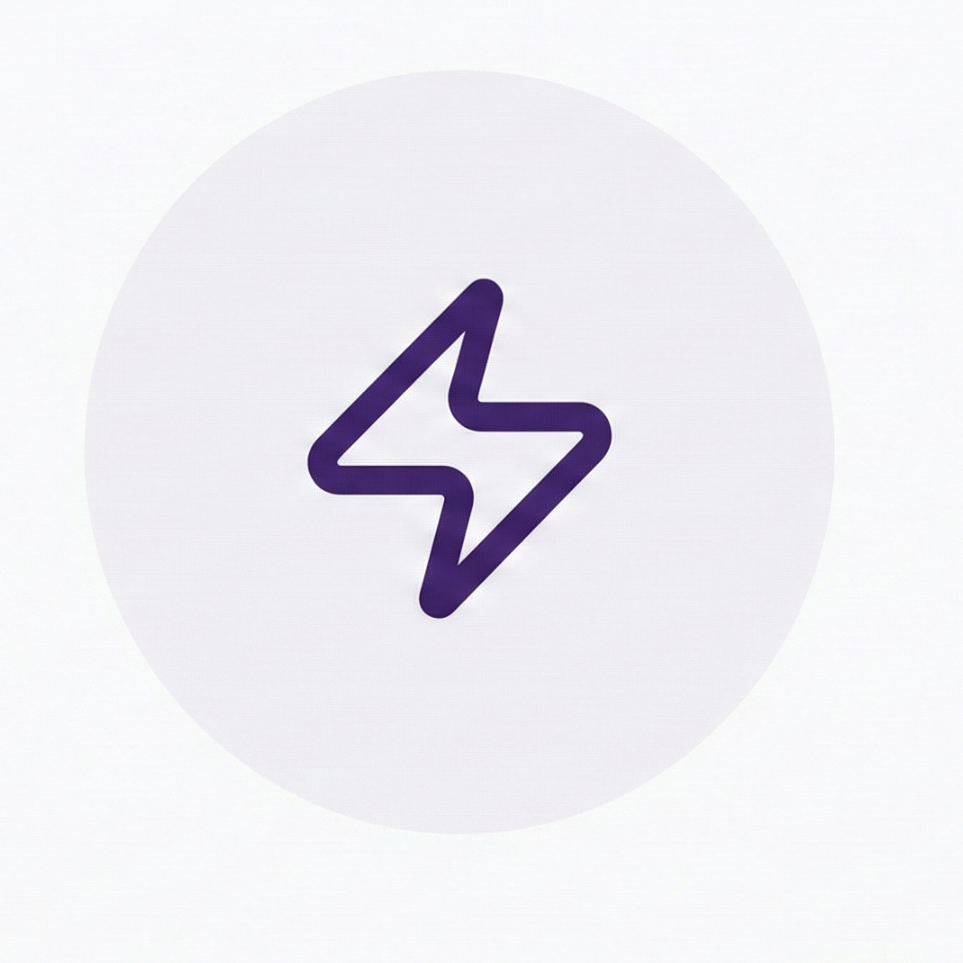 Purple lightning bolt symbol on a white background