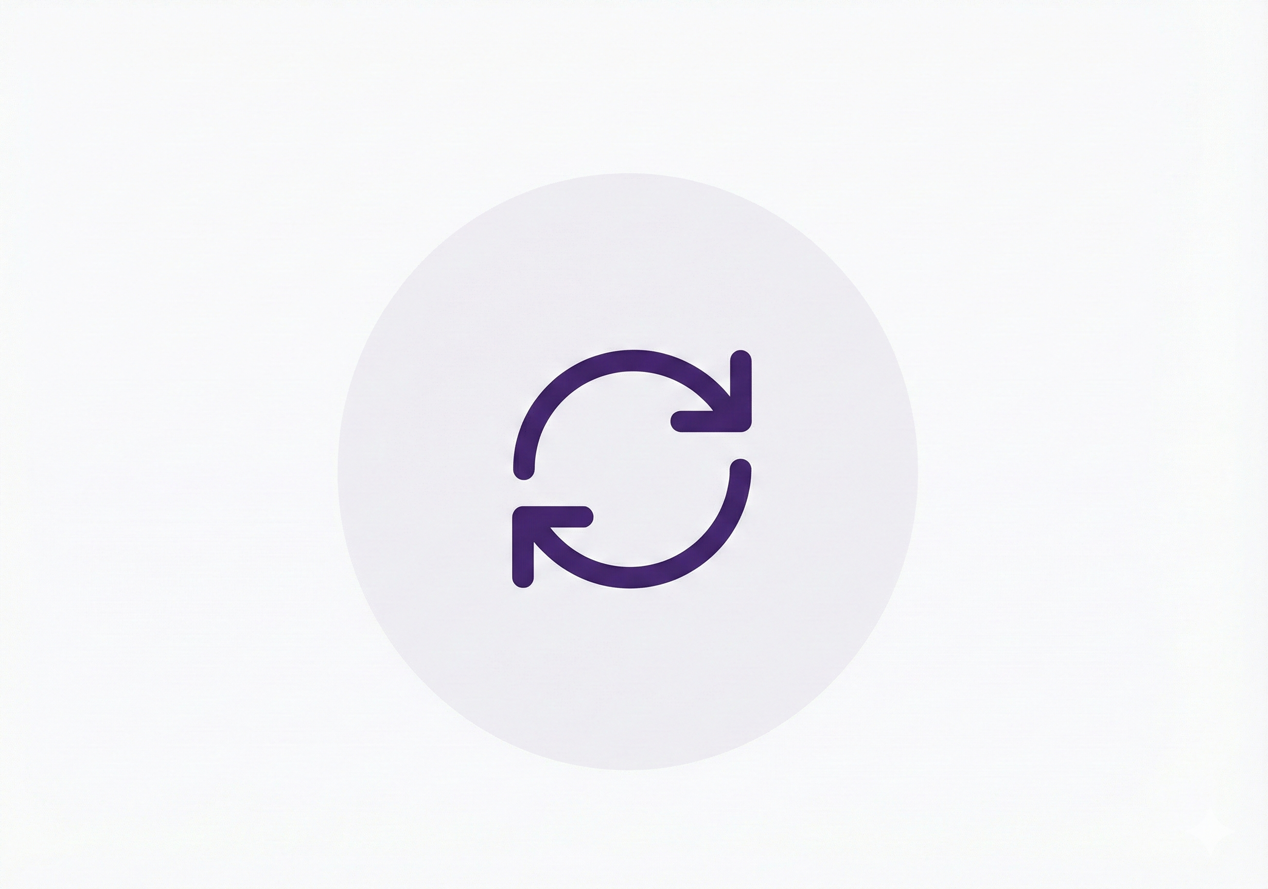 Purple refresh icon on a white background