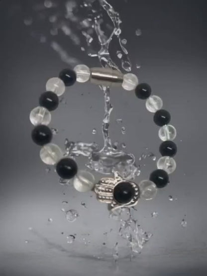 Obsidian with Clear Quartz for Focus and Protection